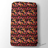 Autumn Feel Black Red Leaf Printed Fabric